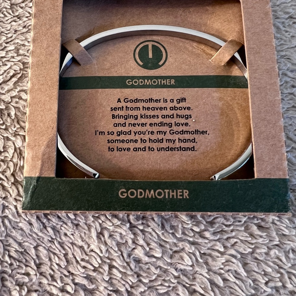 NEW MantraBand "Godmother" Engraved Cuff Bracelet Silver NIB